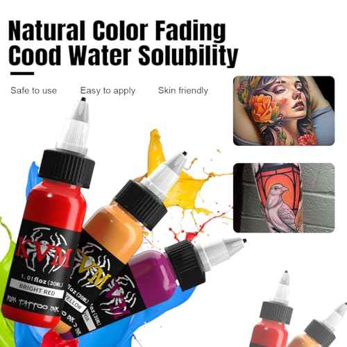 KVM Tattoo Ink Set 14 Pcs Colors 1oz (30ml) Tattoo Supply Indoor Tattoo Studio Renowned for its Smooth Flow Characteristics