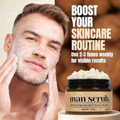 Walnut Face Scrub for Men ? Gritty Exfoliating Facial Cleanser with Natural Oils Walnut Powder, Deep Clean, Clears Pores, Smooths Texture, Helps Men's Acne-Prone Skin ? Non-Comedogenic, Cruelty-Free
