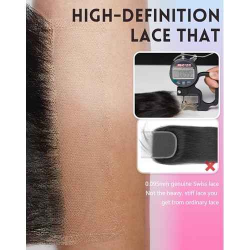 Body Wave Human Hair 5x5 HD Swiss Lace Closure Only 0.095mm Ultra-Thin Invisible Bleached Knots Frontal HD Lace Closure Pre-Plucked Skinlike Brazilian Raw Human Hair(5x5 Natural Black 20 Inch)