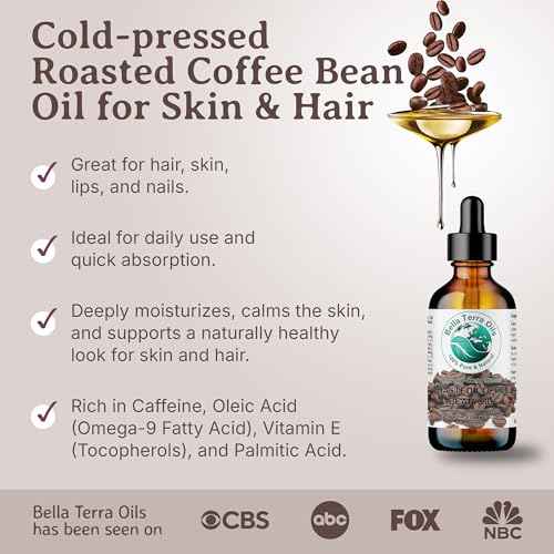 Bella Terra Oils - Roasted Coffee Bean Oil 4 oz - Dive into The Heart of Coffee Extract, Boosted with Essential Fatty Acids, A Luxurious Experience