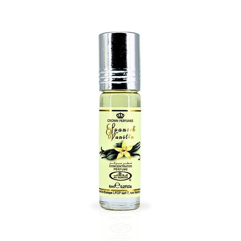 Al-Rehab Spanish Vanilla Perfume Oil 6ML (0.2 Oz) - Arabian Oils For Women - Long Lasting Concentrated Oil - A Luxurious Soft & Sweet Women's Fragrance For An Elegant Touch