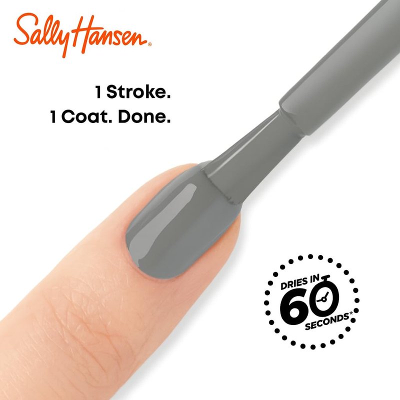Sally Hansen Insta-Dri Nail Polish - Quick Dry, Long-Lasting Shine | Opaque Glitter | 726 Giving KISSES, Light Gray