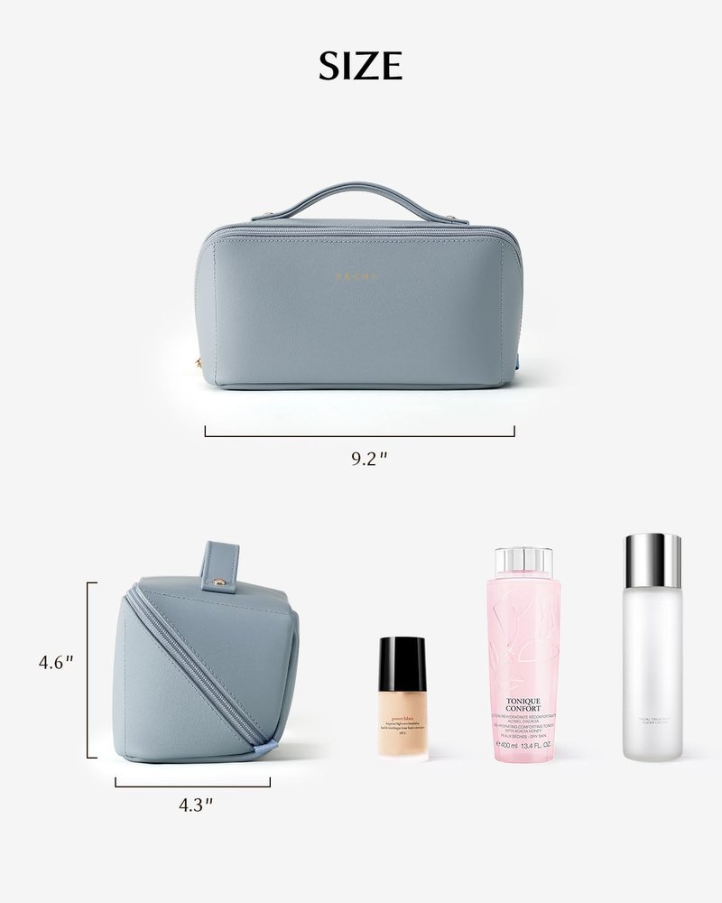 EACHY Travel Makeup Bag,Large Capacity Cosmetic Bags for Women,Portable Pouch Open Flat Toiletry Bag Make up Organizer with Divider and Handle