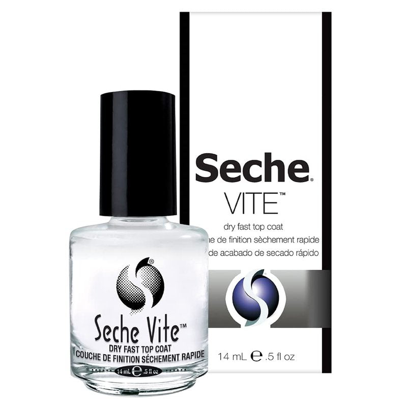 Seche Vite Dry Fast Top Coat – Quick Dry Clear Nail Polish Top Coat for High Gloss Shine, Long-Lasting Manicure, Made in the USA, 0.5 fl oz