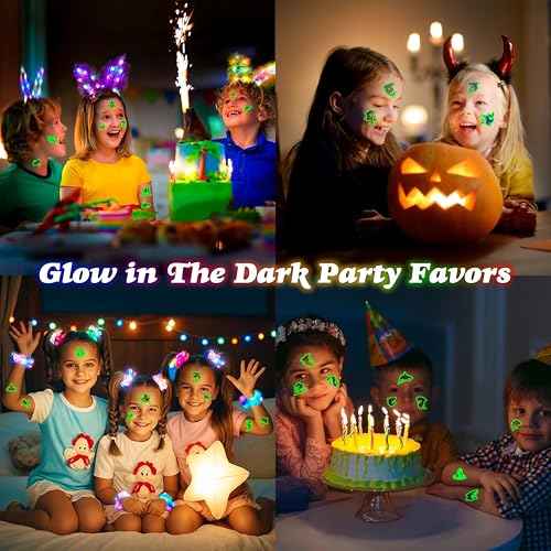 96 PCS Ocean Shark Glow In The Dark Pre-Cut Temporary Tattoos Sticker Sea Animal Birthday Party Decorations Decor Favors Supplies Gifts Boys Girls Cute Fake Tattoo School Reward Themed (Luminous)