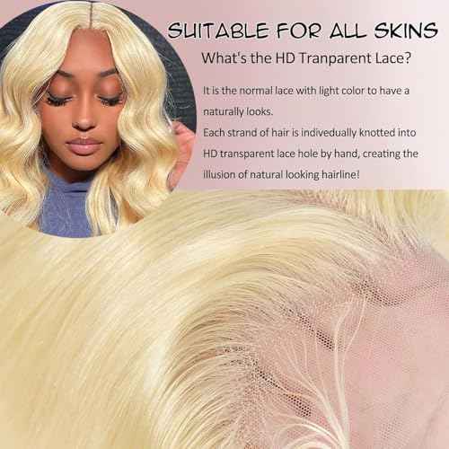 613 Hd Frontal 13X4 Lace Closure Human Hair Blonde Frontal Closure 12A Grade Brazilian Virgin Human Hair for Women Pre Plucked Bleached Knots 22 Inch