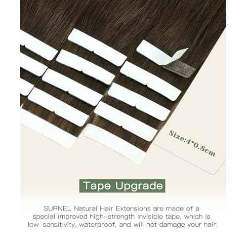 SURNEL Injected Invisible Tape in Hair Extensions Human Hair 20 Inch #4 Chocolate Brown Seamless Tape ins 20 Pcs 45g(#4,20)