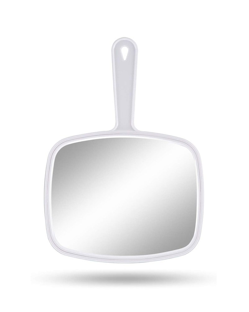 Gladmart Hand Mirror,10.3" L x 7.4" W Handheld Mirror with Handle for Barber Hairdressing,Square White