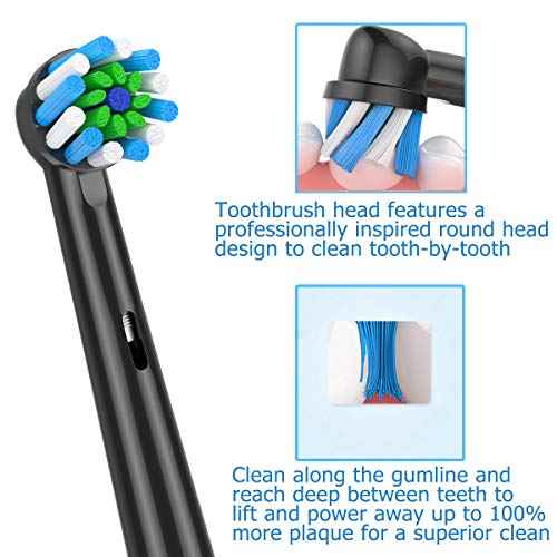 Replacement Brush Heads Fit for Braun Oral b, Compatible with Oral-B Pro 1000/2000/3000/5000/6000 Smart and Genius Electric Toothbrush, 12 Pcs (Black)