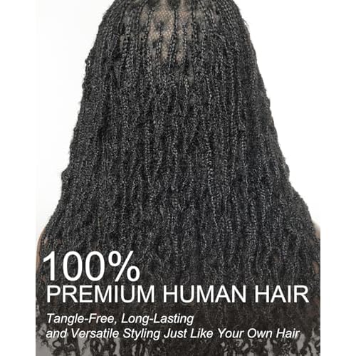 100% Human Hair Deep Wave Dreadlocks Extensions for Women/Men/Kids DIY on Clearance - 18inch Small Size 0.4cm Thin Locs - Natural Black - 30 Strands/Bundle