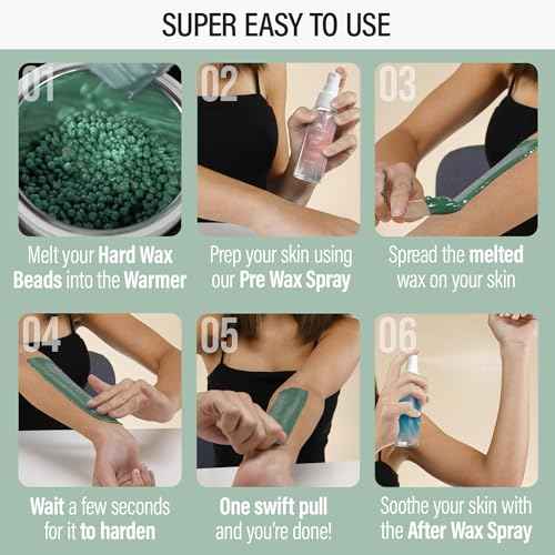 Tress Wellness Waxing Kit for Sensitive Skin ? Safe for Face & Skin, Prep & Aftercare Spray, Easy to Use ? At-Home Kit for Face, Bikini, Brazilian & Full Body - Digital Display, Green Mountain