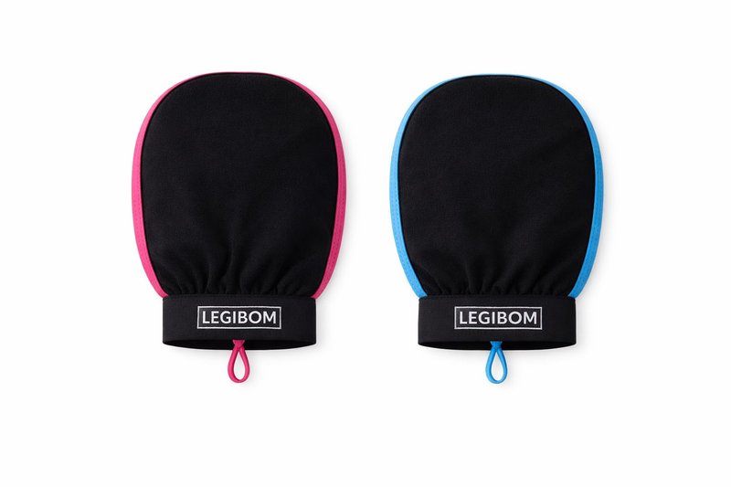 Legibom Korean Exfoliating Mitt & Body Scrub Glove 2 pc – Deep Dead Skin Remover for Keratosis Pilaris & Self-Tan Removal – Smooth Skin Exfoliator for Shower, Women & Men 100% Viscose