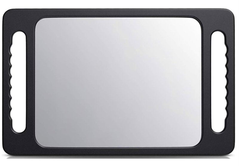 mpowtech Double Handle Mirrors(15.94" x 10.16") - Large Hand held Mirror with Handle,Barber Mirror Handheld,Salon Hand Mirrors,Barber Accessories, Black