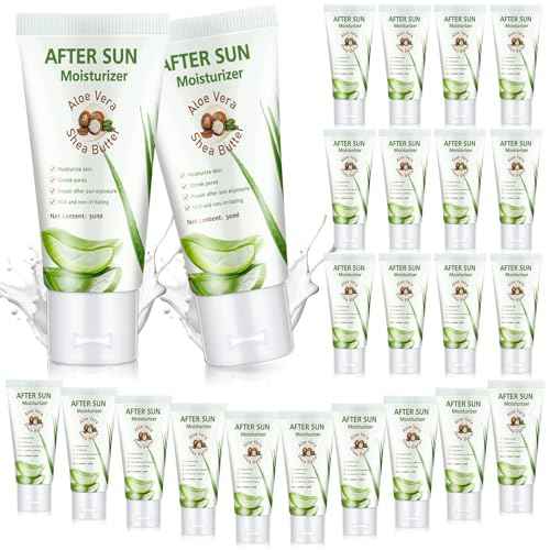 24 Pcs After Sun Lotion Mini Aloe Vera Lotion Bulk Travel, 1 oz Travel Size Aloe Vera Skin Moisturizer Organic Mini Sunscreen Bulk Party Favor Moisturizing for Face and Body