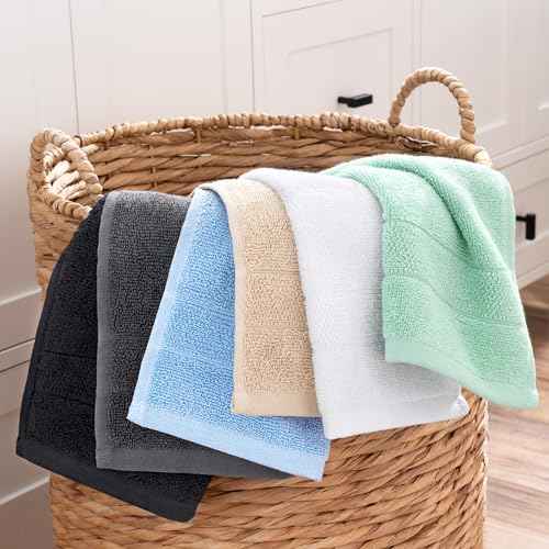 Arkwright Premium Washcloths - (Pack of 12) - Soft & Absorbent, 100% Ringspun Cotton, Contemporary Design Wash Cloths with Dobby, Multipurpose Fingertip Towels, White
