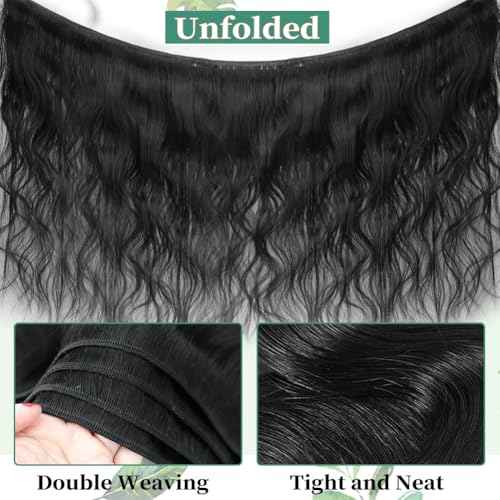 14A Human Hair Bundles Body Wave One Bundle 100% Unprocessed Brazilian Virgin Hair Bundles Double Weft Weave Body Wave Human Hair Natural Black Color (one bundle, 32)