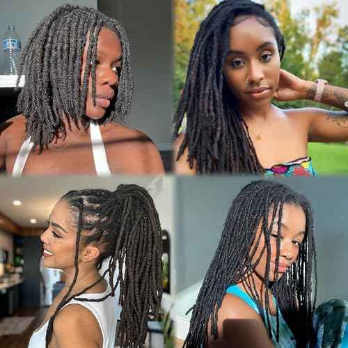 Loc Extension Human Hair 0.4cm Width 8inch 40 Strands 100% FUll Handmade Permanent Dreadlock Extension Human Hair for Women/Men/Kids Can Be Dyed Bleached Curled (Width 0.4cm Natual Black)