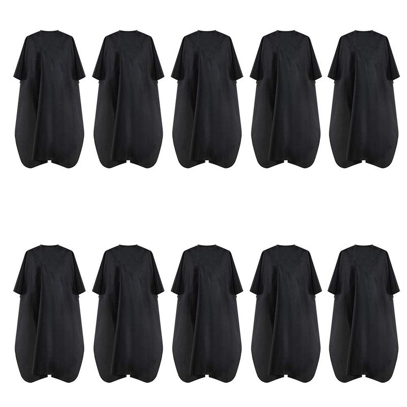 Black Waterproof Hair Salon Cape Professional Barber Cape with Metal Snap Closure Hair Cutting Cape (Black-10 Pack)