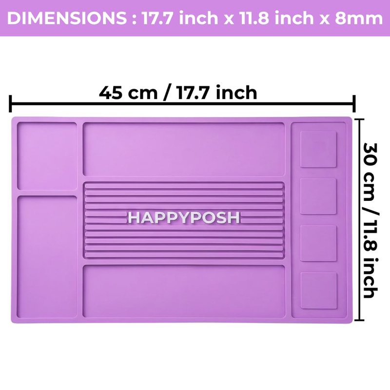 HAPPYPOSH Magnetic Barber Mat,Magnetic Barber Mats For Clippers and Supplies, Barbershop Pad for Station, Beauty Salon Table Matt, Tool Organizer for Pro Hairstylist,Purple