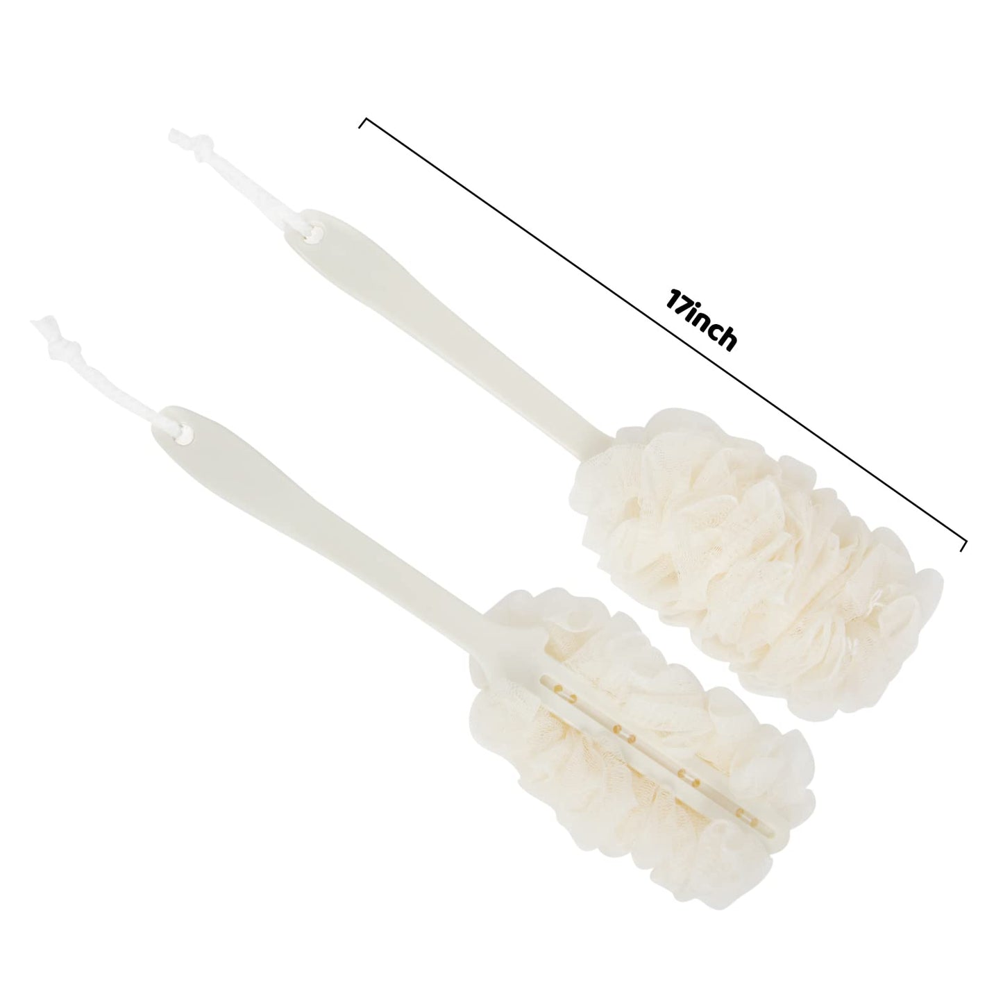 Evmliy Back Scrubber for Shower, Loofah Sponge Brush Exfoliating Body, Long Handle Scrub Brush for Shower with Loofah on a Stick for Back Use, Bathing Accessories Body Brushes (4Pack)