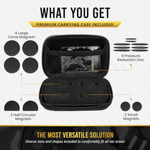 MagnetRX¢ç Cauliflower Ear Magnets ? 8 Multi?Size Magnets & Spacer with Case ? Compression Ear Magnet for Cauliflower Draining, Pressure Earring for Keloids, BJJ, Wrestling & MMA Treatment & Prevention