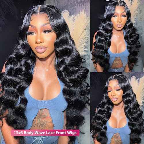 30 Inch Body Wave Lace Front Wigs Human Hair 200 Density 13x6 HD Lace Front Wigs Pre Plucked Human Hair Body Wave Glueless 13x6 HD Frontal Human Hair Wig for Women