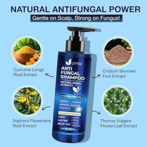 Anti-Fungal Shampoo for Scalp Psoriasis: Dandruff Shampoo for Folliculitis and Seborrheic Dermatitis - Relieves Itchy & Dry Scalp - 300 mL / 10.1 fl.oz