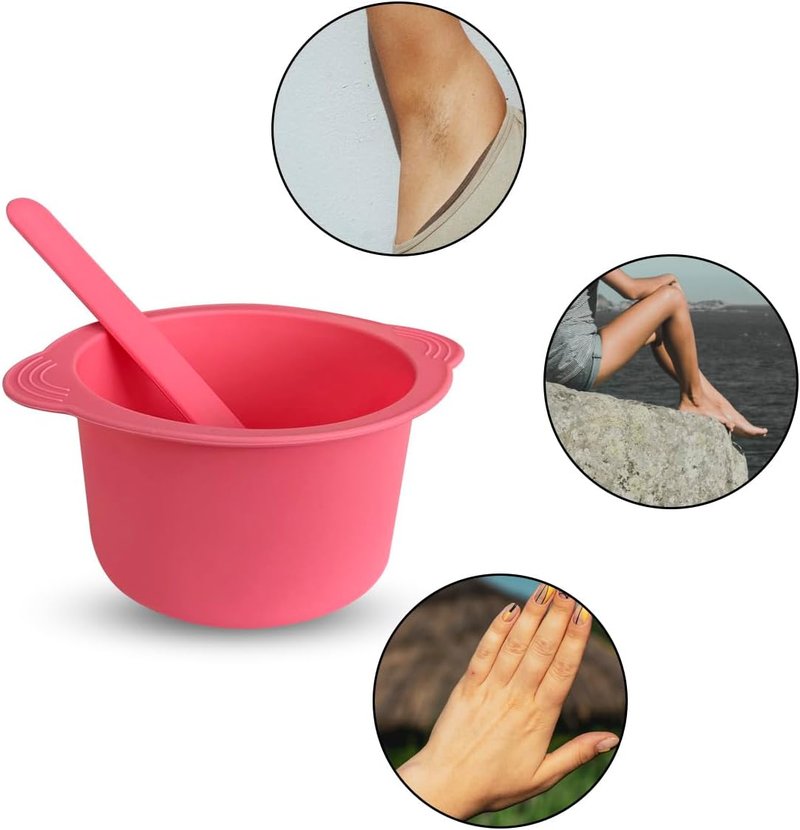 KVZVK Silicone Wax Bowl - Non-Stick Hair Removal Pot Liner with Spatula | Pink Color