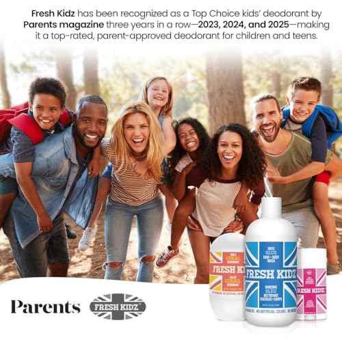 Fresh Kidz Deodorant Stick for Kids and Teens - Baking Soda and Aluminum-free 24 Hour Protection for Sensitive Skin - Boys "Red", 2.65 oz / 75 g