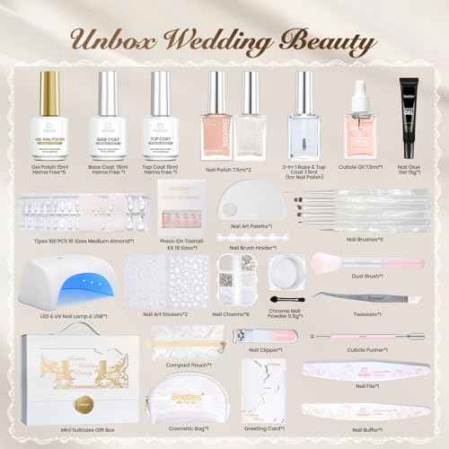 Beetles Christmas Gel Nail Polish Set ? Wedding Beauty Gel Nail Polish Colors, Hema Free 15ml UV LED Soak Off Manicure with Base Coat Top Coat All in an Elegant Gift Box for Women Holiday Gifting