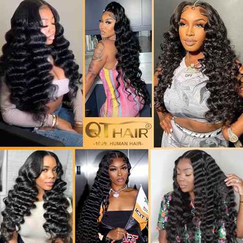 QTHAIR 16A Virgin Hair Bundles Loose Deep Wave 22" 22" 200g Long Human Hair Weave Bundles Curly Virgin Hair Bundles for Black Women