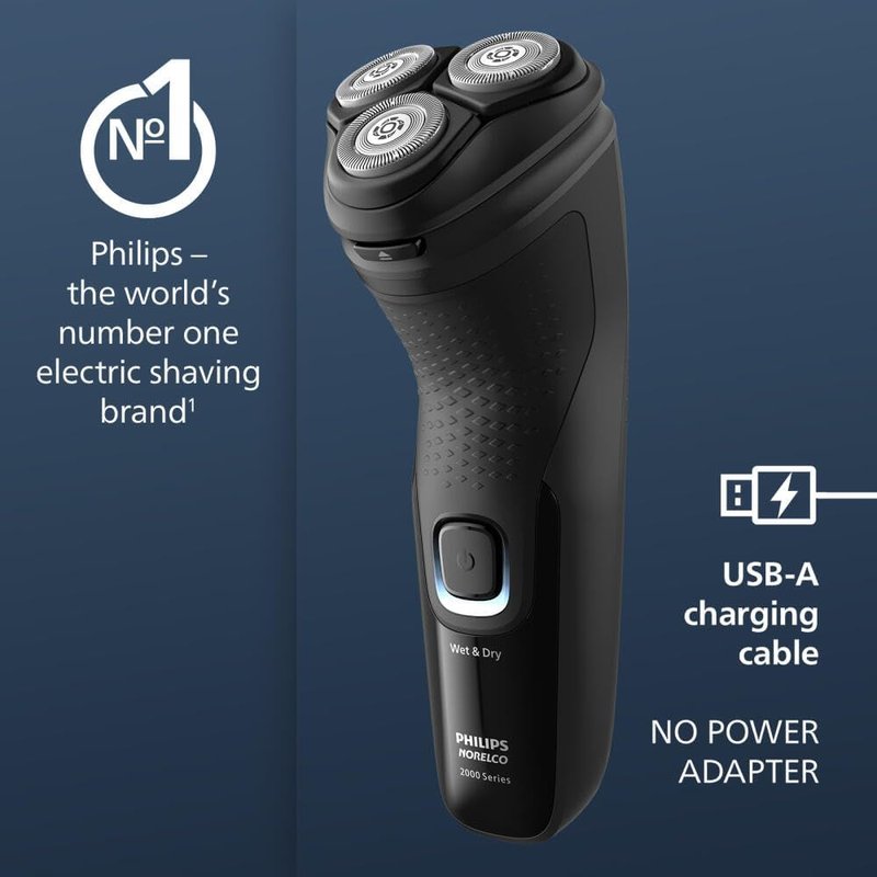 Philips Norelco Shaver 2400 Series - Wet & Dry Electric Shaver with Pop-Up Trimmer | Deep Black Model X3001/90