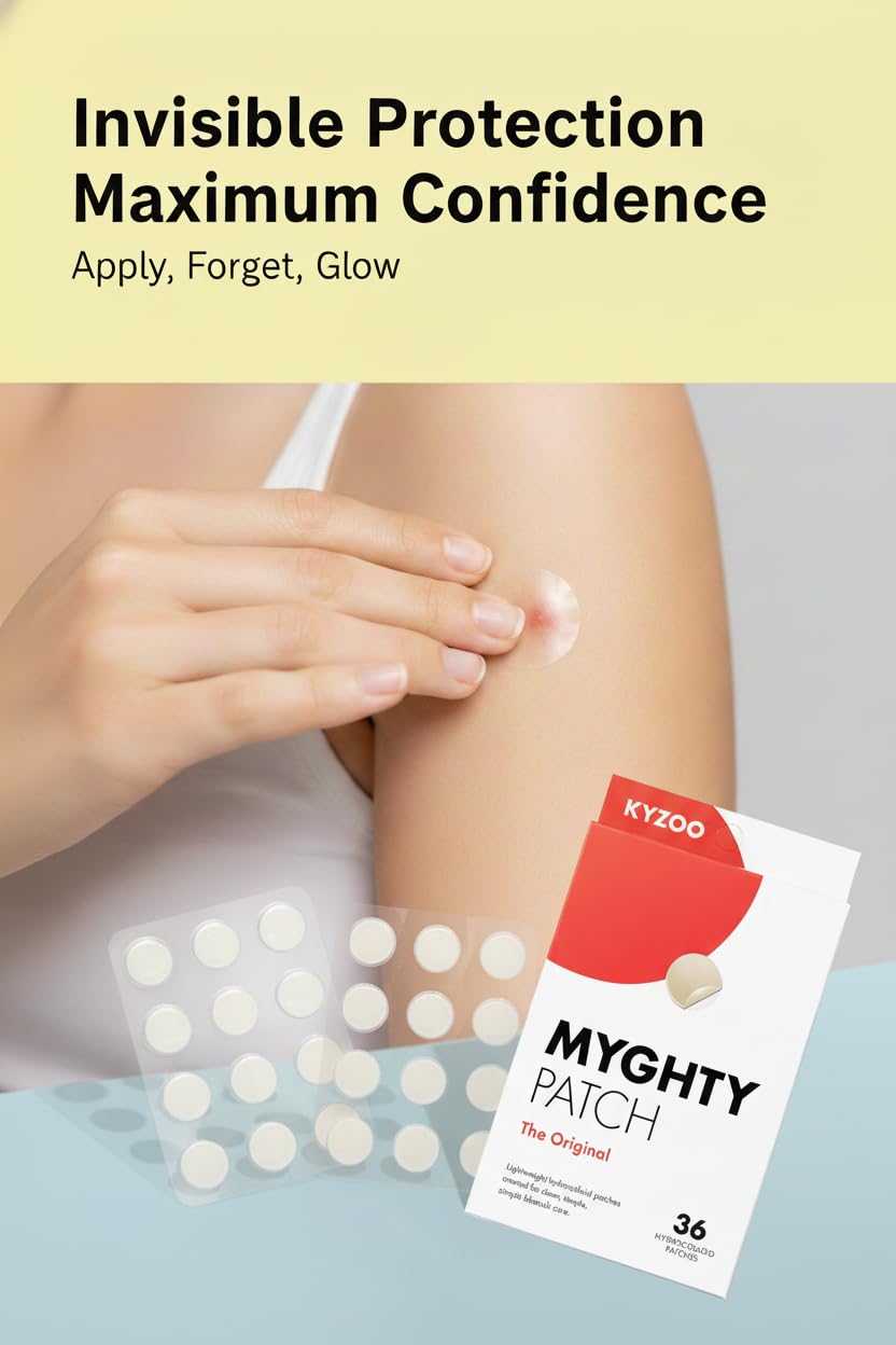 Myghty Pimple Patches for Face – Overnight Hydrocolloid Acne Patches for Zits & Blemishes, Invisible PM Spot Patches for Acne Care, Gentle Pimple Dots for Women, Men & Teens (36 Count)