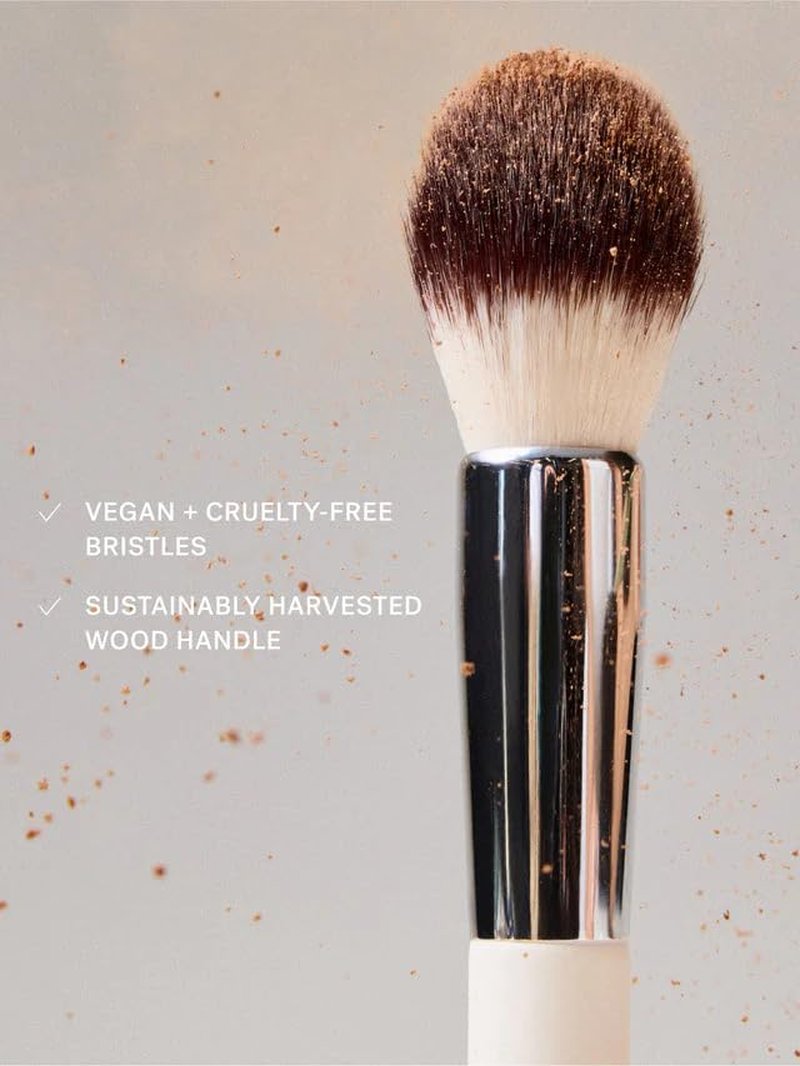 ILIA Precision Powder Brush - Sustainable Wood Handle, Soft Vegan Bristles | Non-Toxic & Cruelty-Free