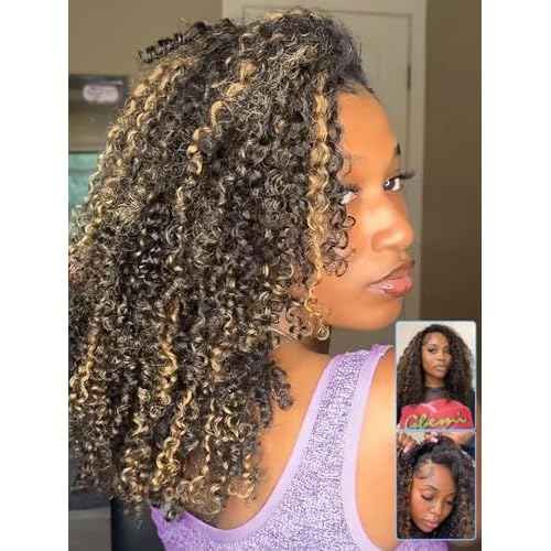 4/27 Kinky Curly Half Wig Human Hair 200 Density 3 In 1 Seamless Flip Over Glueless Wigs Human Hair Wear and Go Curly Wig Human Hair Drawstring Headband Wig for Women 22 Inch