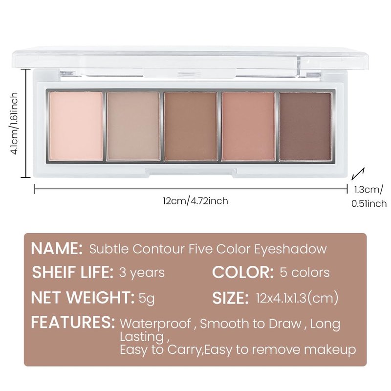 Matte Nude Eyeshadow Palette, 5 Color Neutral Peach Brown Taupe Eye Shadow Kit, Highly Pigmented Blendable Long Lasting for Daily Natural Looks, Mature Eyes, Blue Green Brown Eyes, Sombras mate nude
