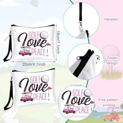 18 Pieces Golf Gift for Women Golfers Cosmetic Bags 9 Styles Makeup Bag Bulk Zipper Pouch Travel Toiletry Bags Purses Organizer Case for Ladies Girls Golfers Lover Player Accessories