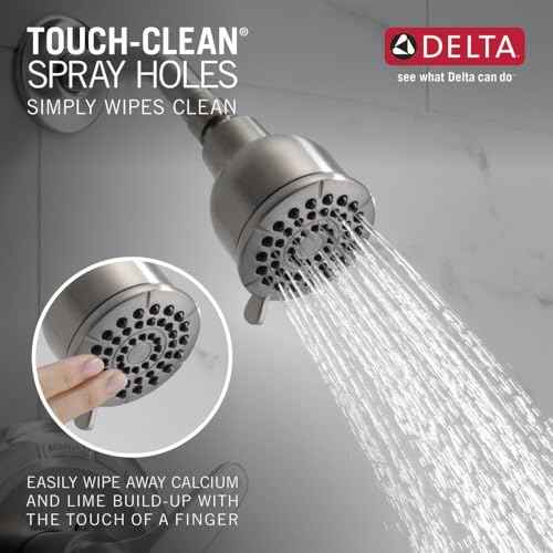 Delta Foundations 13 Series 2-Spray Bathtub and Shower Faucet Set, Brushed Nickel Shower Head and Handle Set, Valve Trim Kit, Stainless BT13410-SS (Valve Not Included)
