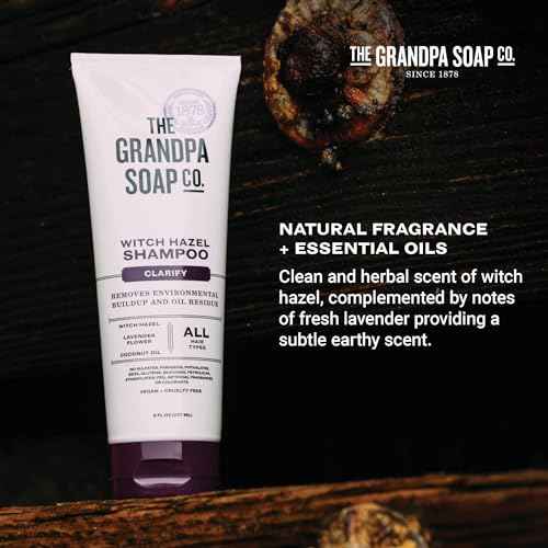 The Grandpa Soap Company Claryfying Witch Hazel Shampoo - Removes Buildup, With Witch Hazel & Lavender Flower, For All Hair Types, Vegan, Sulfates and Parabens Free, 8 Fl Oz 2 Pack