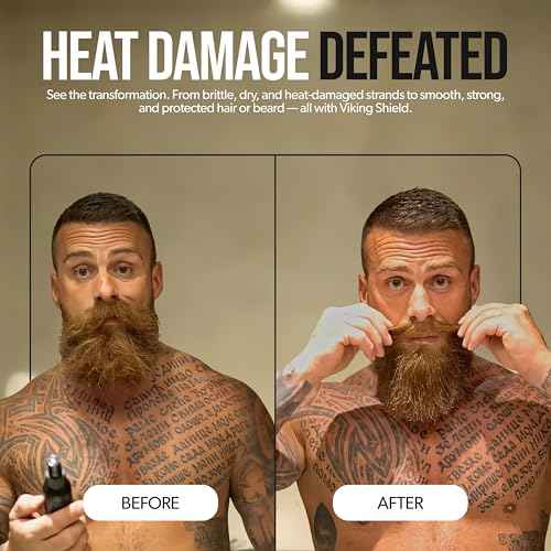 Beard & Hair Heat Protectant Spray - Viking Shield Beard Spray for Men, Protects Hair from Heat Damage of Straightener and Styling - Argan Oil Thermal Protector Spray - Protect Up To 450¨¬ F - 4 Fl Oz