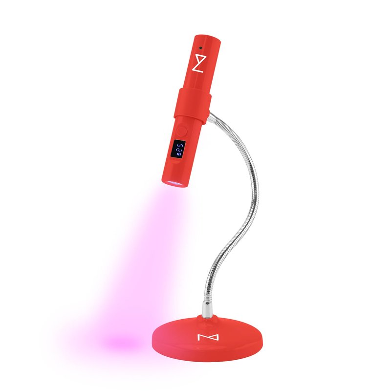 M - GlamCure GO Nail Flash Cure Lamp with Focus Beam Technology, Touch Screen - LED & UV Nail Light - Curing Lamp for Gel Nails, Acrylic, Builder - Portable & Adjustable (Red)