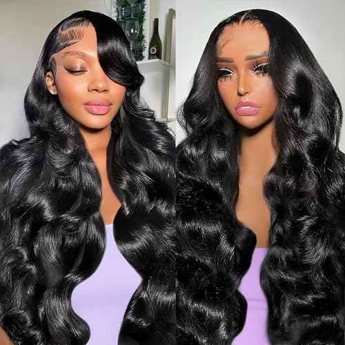 13x6 Body Wave Lace Front Wigs Human Hair Pre Plucked 200% Density HD Transparent Lace Frontal Wigs Human Hair For Women 24 Inch