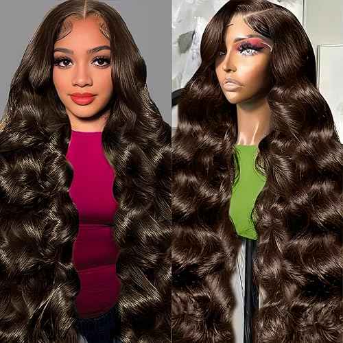 Chocolate Brown Lace Front Wigs 13x6 HD Lace Front Wigs Human Hair Brown Pre Plucked Body Wave Human Hair Wig for Black Women 180 Density 24 Inch