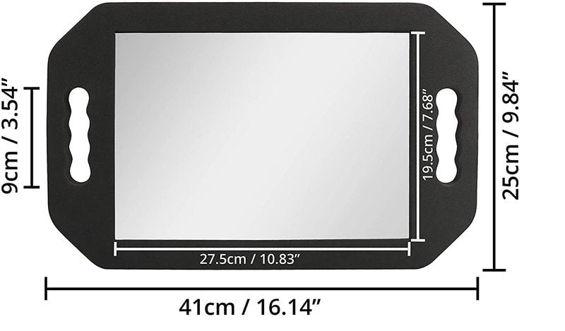 Hairdressing Foam Mirror with Double Handle - Black Handheld Lightweight Mirror for Barbers and Hair Salons - Back of Head Haircuts View Mirrors