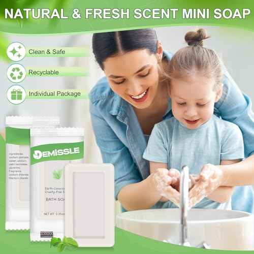 Demissle 0.35 Ounce Travel Size Soap Bars Face and Body Bar Soap Small Travel Individually Wrapped Hotel for Vacation, Hospitality Hotels, Rentals, Camping, Guest Room(200 Pcs)