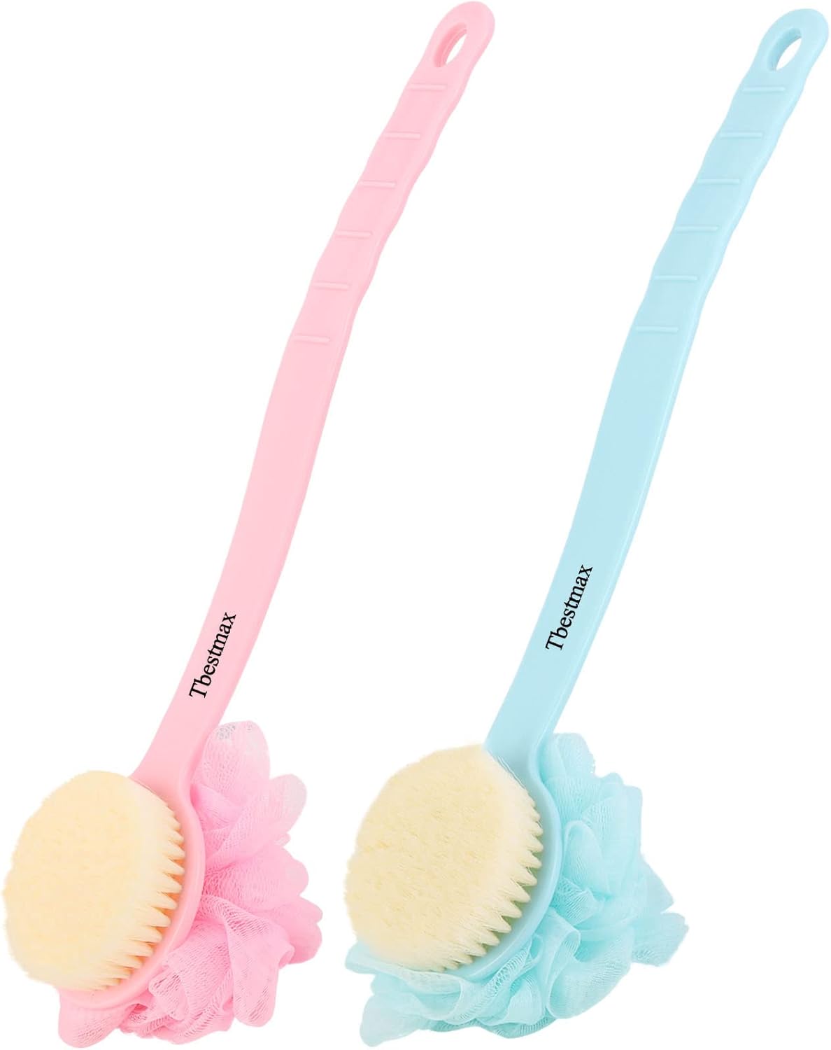 Tbestmax Loofah Back Scrubber - Long Handle Shower Body Brush for Women | Soft Mesh Sponge for Exfoliating & Massage