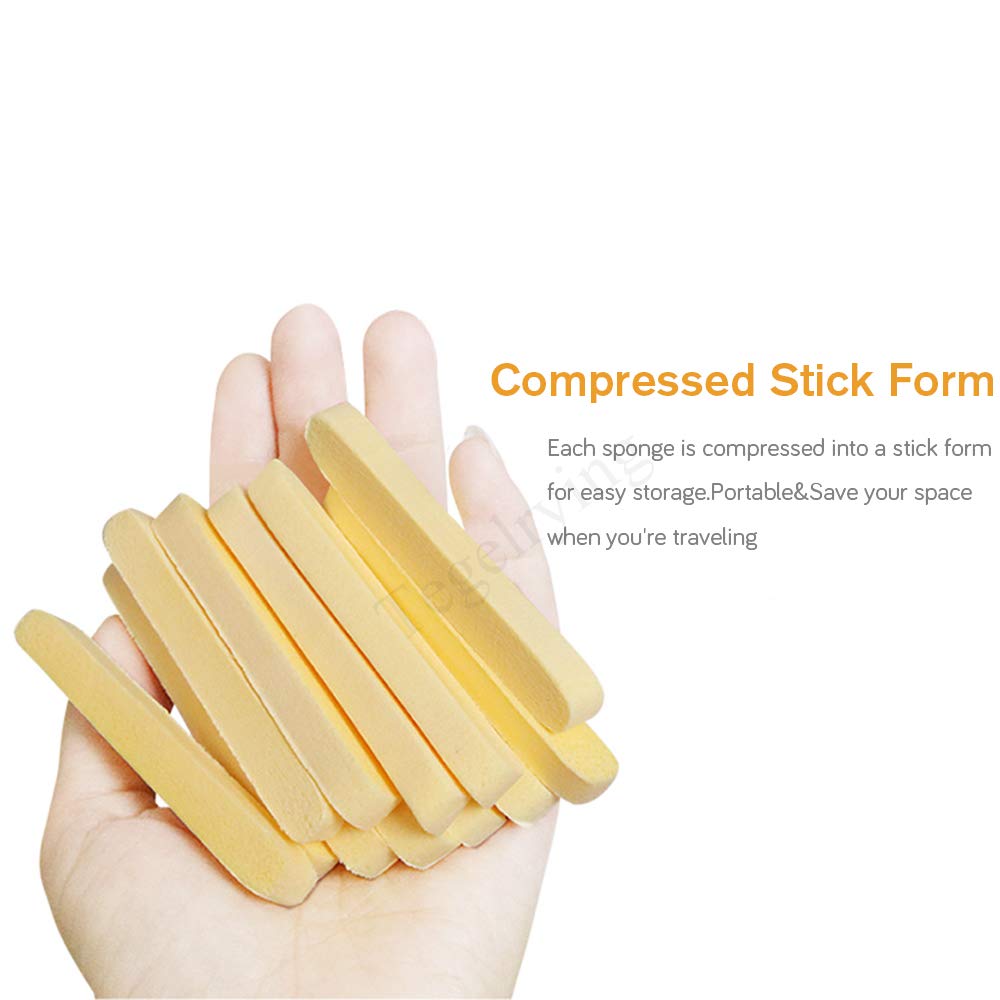 Tegelrying Facial Sponge Compressed,60 Pcs PVA Professional Makeup Removal Wash Round Face Sponges Spa Pads Exfoliating Cleansing for Women,Yellow