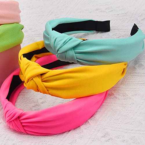 SIQUK 15 Pieces Top Knot Headbands for Women in 15 Colors, Cross Knot Headband, Wide Cloth Knot Headbands