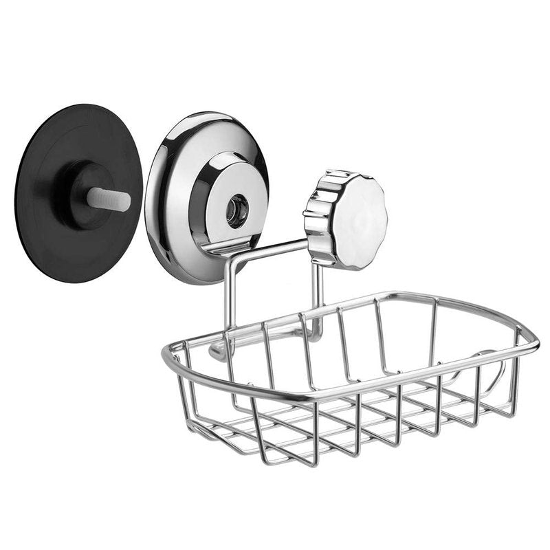 SANNO Suction Cups Shower Caddy with Soap Holder, Rustproof Stainless Steel Wall Mounted Shower Basket