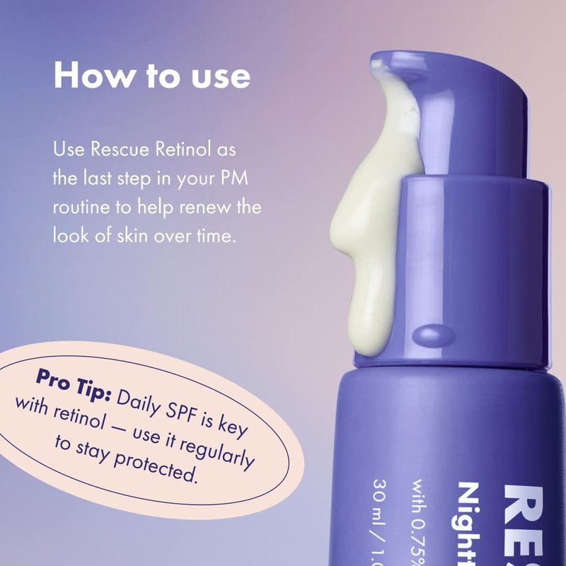 Rescue Retinol Nighttime Renewing Cream - Helps With the Look of Uneven Texture and Post-Blemish Marks - Gentle, Non-Drying Formula, Introduction Retinol - Safe for Sensitive Skin (30 ml)